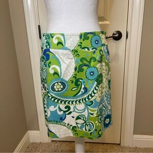 Skirtin’ Around New Caanan Green & White Paisley Floral A-Line Skirt Womens Sz 8
